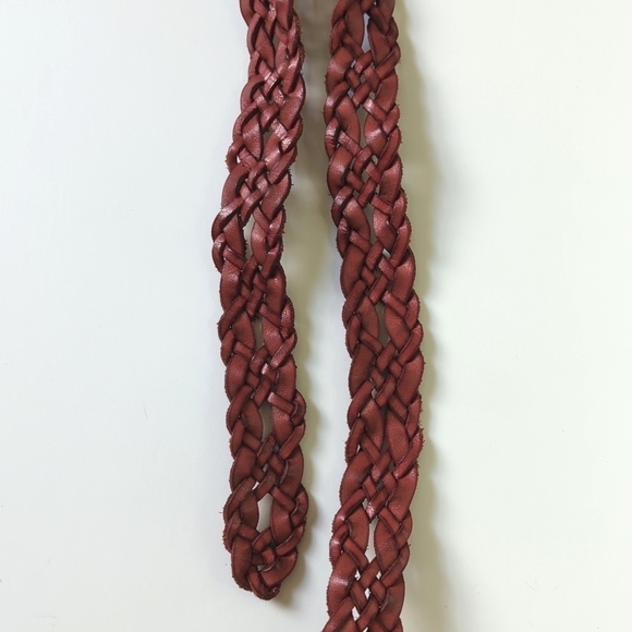 Abercrombie & Fitch Classic Genuine Leather Woven Braided Belt Faded Red XS/S - Picture 3 of 7
